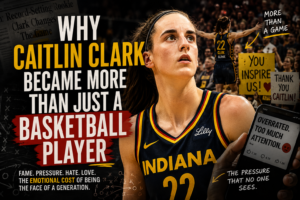 Why Caitlin Clark Became More Than Just a Basketball Player Caitlin Clark sports psychology thumbnail showing fame, pressure, internet culture, emotional attachment, and the modern psychological cost of celebrity athletes